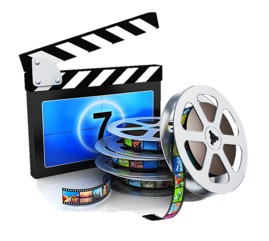 Film reels and a clapperboard