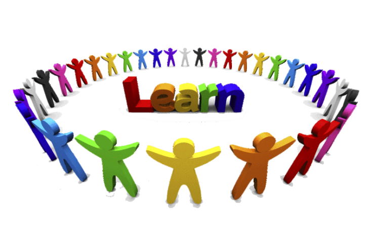 rainbow graphic with learn text